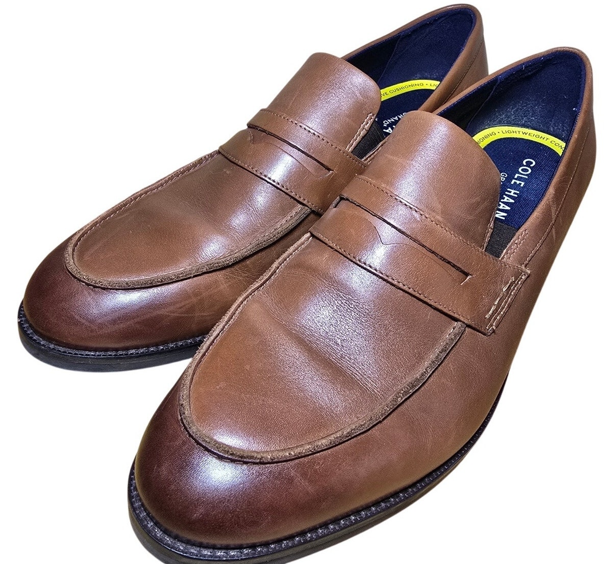 Cole Haan Grand + Drs Penny Loafers Shoes British Tan Slip On Us Mens Size 11 M